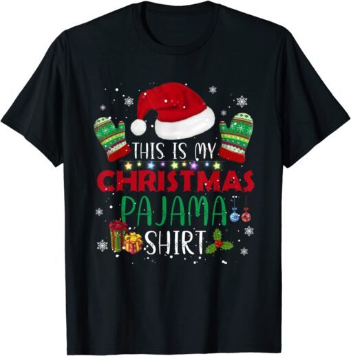 This is My Christmas Pajama Stocking Hat Santa Family Xmas Tee Shirt