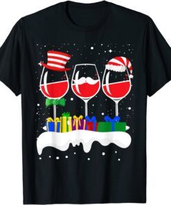 Three Glass Of Red Wine Christmas Matching 2021 T-Shirt