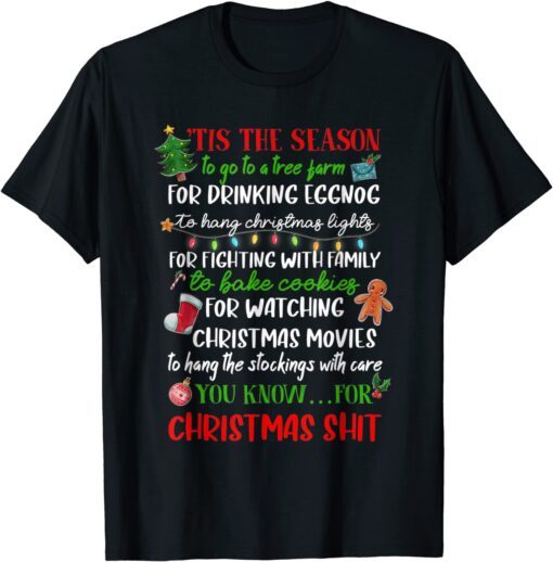 Tis The Season Christmas Pajama Xmas Lights Tee Shirt