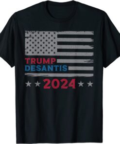 Trump DeSantis 2024 American Flag Tee Shirt