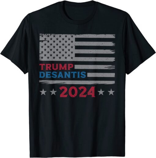 Trump DeSantis 2024 American Flag Tee Shirt