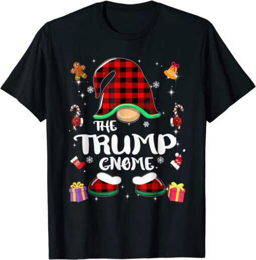 Trump Gnome Buffalo Plaid Red Matching Family Christmas Tee Shirt