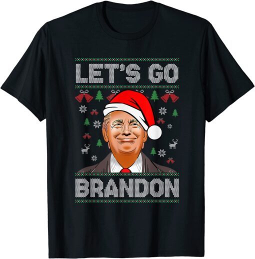 Trump Ugly Christmas Sweater Let's Go Bradon Meme Xmas Tee Shirt