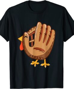 Turkey Baseball Glove Vintage Cute Thanksgiving Tee Shirt