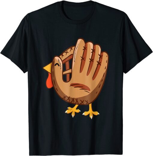 Turkey Baseball Glove Vintage Cute Thanksgiving Tee Shirt