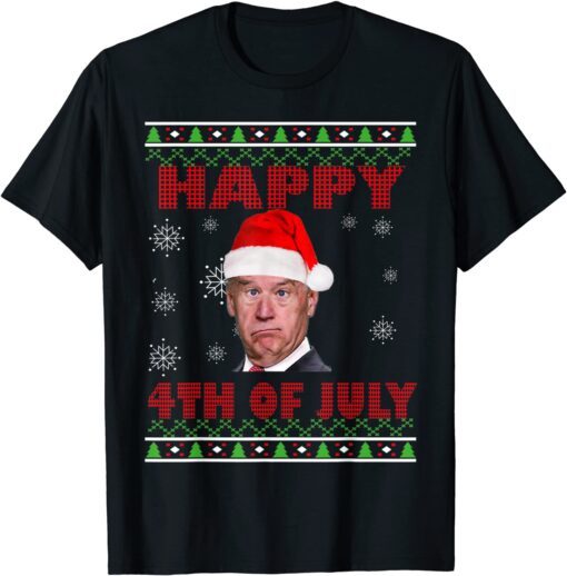 Ugly Christmas Joe Biden Happy 4th of July Tee Shirt