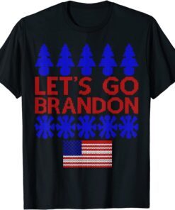 Ugly Christmas Let's Go Brandon Impeach US Flag Tee Shirt