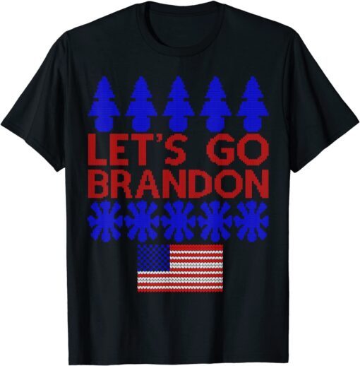 Ugly Christmas Let's Go Brandon Impeach US Flag Tee Shirt