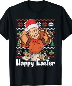 Ugly Christmas Santa Joe Biden Turkey Happy Easter Tee Shirt