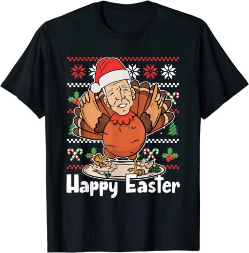 Ugly Christmas Santa Joe Biden Turkey Happy Easter Tee Shirt