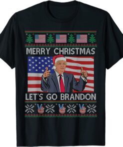 Ugly Christmas Sweater Brandon American Flag Let's Go Bradon Tee Shirt