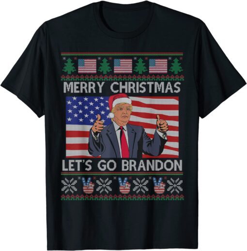 Ugly Christmas Sweater Brandon American Flag Let's Go Bradon Tee Shirt