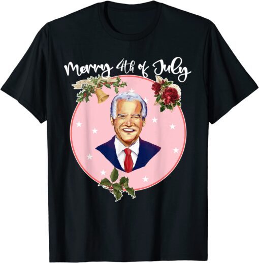 Ugly Christmas Vintage Joe Biden Merry 4th of July Tee Shirt