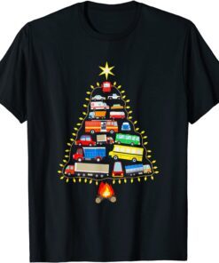 Vehicles Christmas Tree Bonfire Camping Tee Shirt