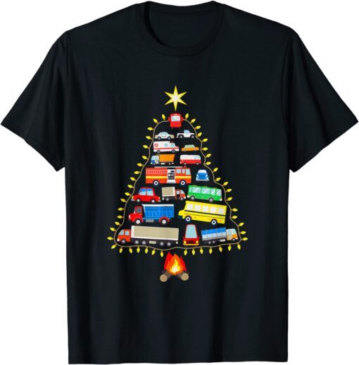 Vehicles Christmas Tree Bonfire Camping Tee Shirt