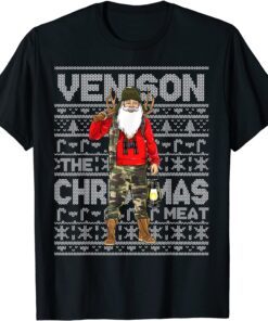 Venison The Christmas Meat Deer Hunter Santa Claus Hunting T-Shirt