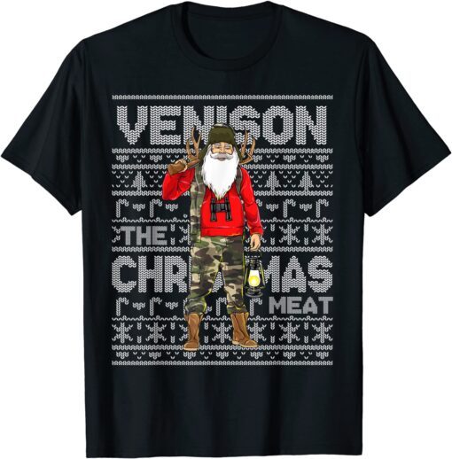 Venison The Christmas Meat Deer Hunter Santa Claus Hunting T-Shirt