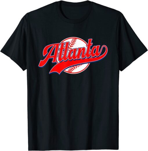 Vintage Atlanta City Baseball Distressed Baseball Lover Tee Shirt