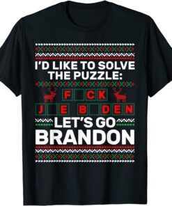 Vintage Let's Go Brandon US Solve The Puzzle Sarcastic Tee Shirt