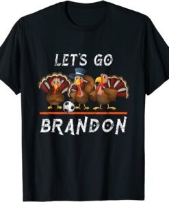 Vintage Thanksgiving Let's Go Brandon Turkey Football Tee Shirt