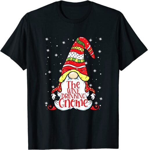 Wine Drinking Gnome Family Matching Christmas Tee Shirt