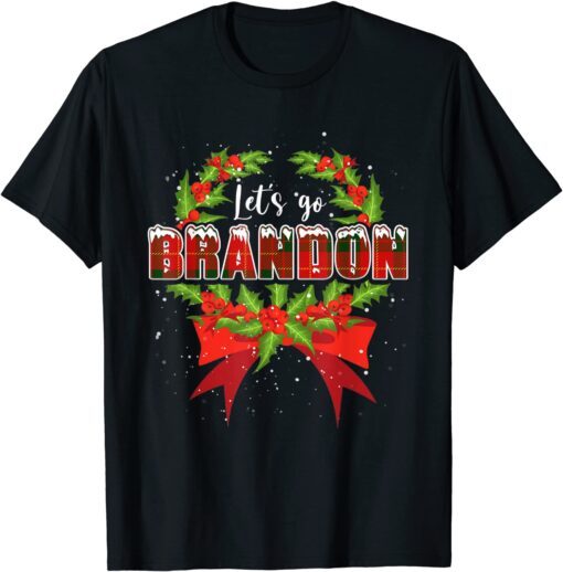 Xmas Let's Go Brandon Buffalo Plaid Red Christmas Maching T-Shirt