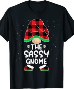 sassy Gnome Buffalo Plaid Matching Family Christmas Pajama Tee Shirt