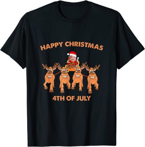 vHappy 4th of July Christmas Joe Biden Pajama Tee Shirt