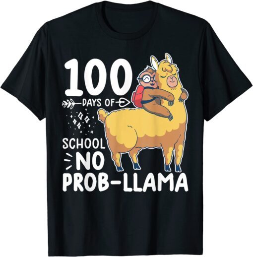 100 days of school 100 Days of School No Prob-llama Tee Shirt