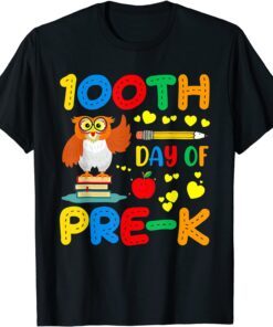 100th Day Of Pre-K Student Owl Lover 100 Days Of School 2022 Shirt