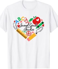 2nd Grade Teacher - Apple Pencil Heart Teacher Appreciation T-Shirt