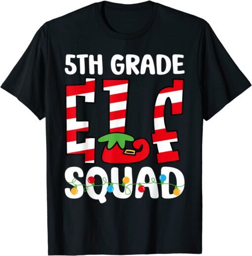 5th Grade Elf Squad Teacher Student Matching Christmas Tee Shirt