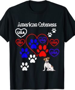 American Cuteness Flag Colors Dog Paw Tee Shirt