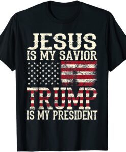 American Jesus Is My Savior Trump Is My President Tee Shirt