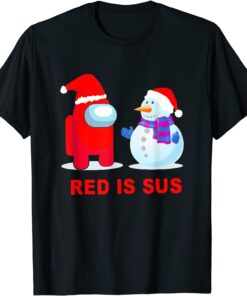 Among Red Is Sus Christmas With Us Xmas Santa Hat Tee Shirt