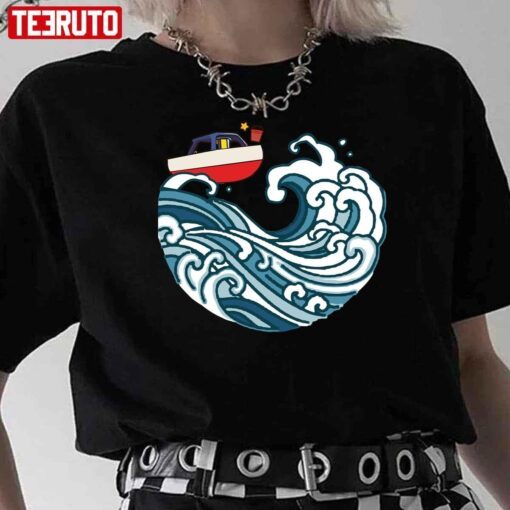 Anime Ghibli Ponyo Boat On Big Wave Tee Shirt