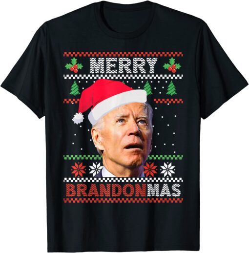 Anti Biden Ugly Christmas Sweater Merry Brandonmas Brandon T-Shirt