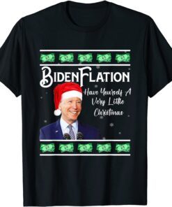 Anti Joe Biden Santa Hat BidenFlation Ugly Christmas Tee Shirt