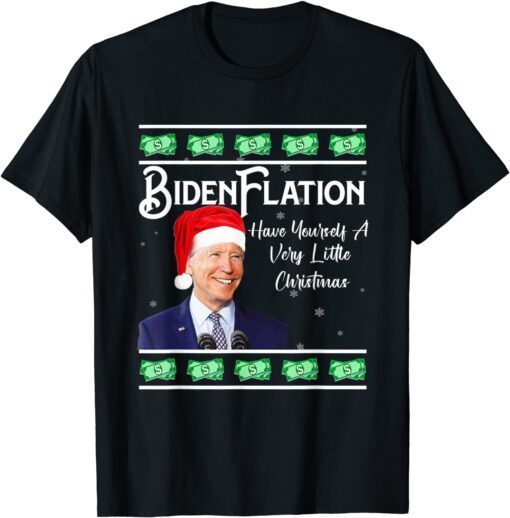 Anti Joe Biden Santa Hat BidenFlation Ugly Christmas Tee Shirt