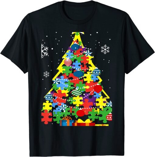 Autism Merry Christmas Autism Awareness Puzzel Xmas Pajama Tee Shirt