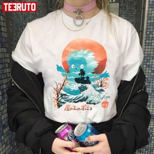 Away Of Surfing Anime Ghibli Ponyo Unisex Tee Shirt