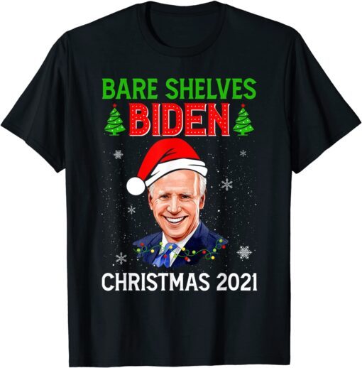 Bare Shelves Anti-biden Christmas 2021 Meme Xmas Tree Tee Shirt