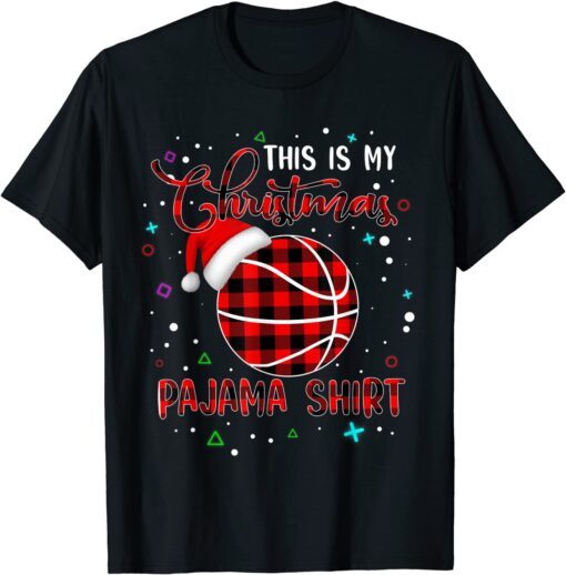 Basketball Lover This is My Christmas Pajama Buffalo Plaid Tee Shirt