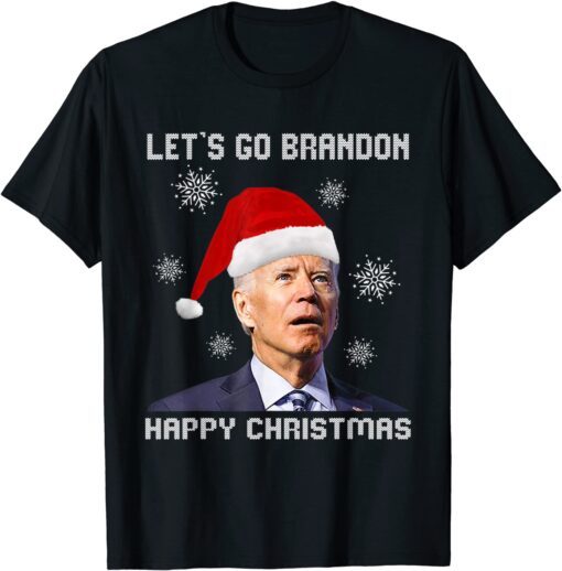 Biden Santa Happy Christmas Lets Go Branson Brandon X-mas Tee Shirt