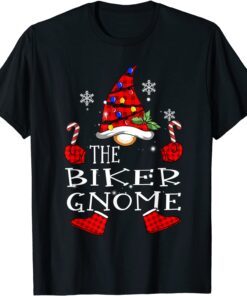 Biker Gnome Red Plaid Matching Family Christmas Pajama Tee Shirt