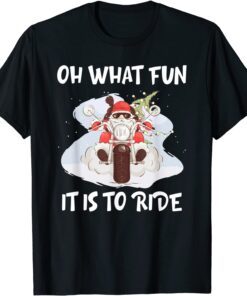 Biker Santa Motorcycle Fan Merry Christmas Xmas Holidays Tee Shirt