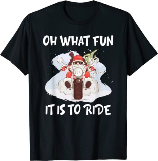 Biker Santa Motorcycle Fan Merry Christmas Xmas Holidays Tee Shirt