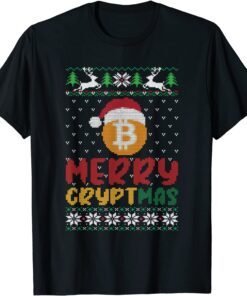 Bitcoin Blockchain Santa Hat Christmas Ugly Sweater Tee Shirt