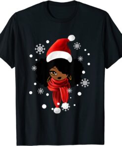 Black African American Santa Apparel Christmas Melanin Women Tee Shirt