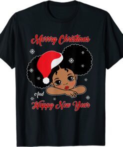 Black African American Santa Christmas Melanin Girl Toddler Tee Shirt